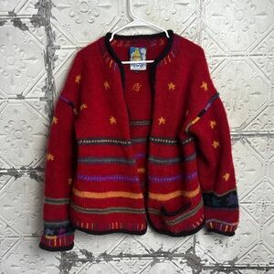 Newari chunky star patterned wool Cardigan Sweater